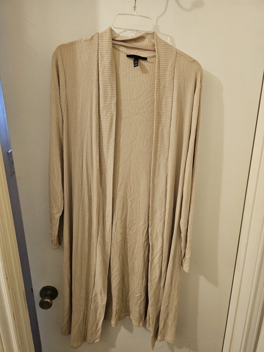Lane Bryant Cream Ribbed Open-Front Cardigan